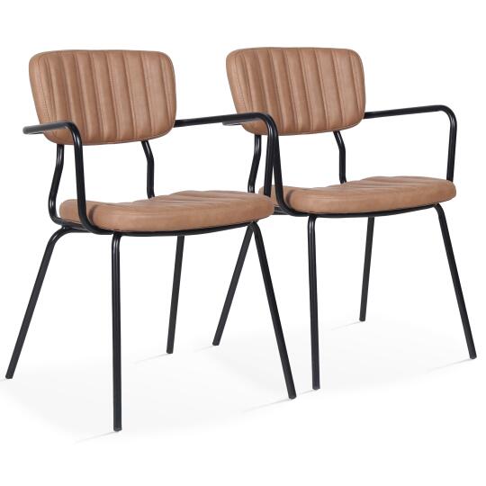 Sillas símil cuero y metal con reposabrazos - Lote de 2 | Oviala