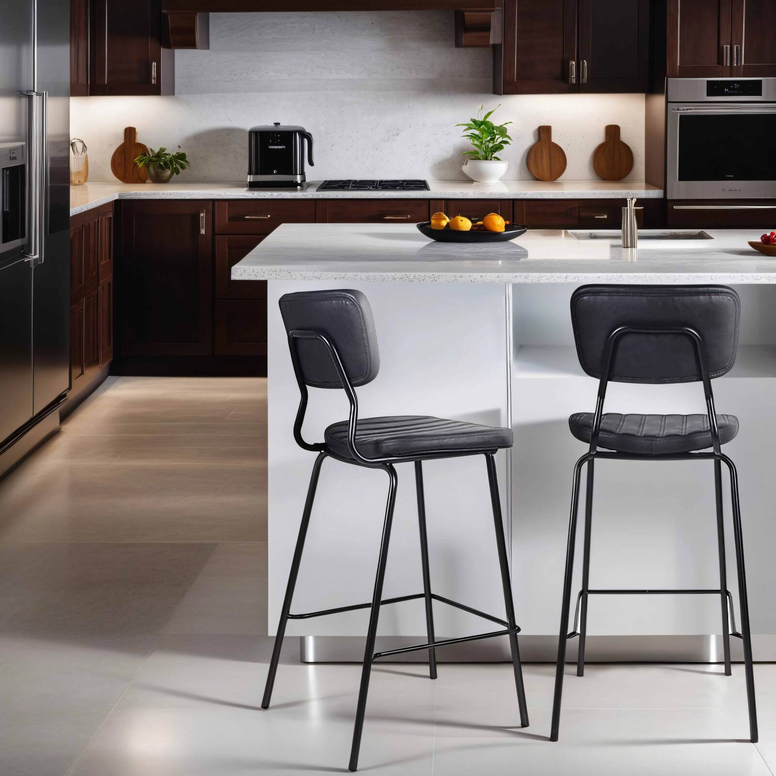 Lote de 2 sillas altas de tela recubierta y madera FSC®