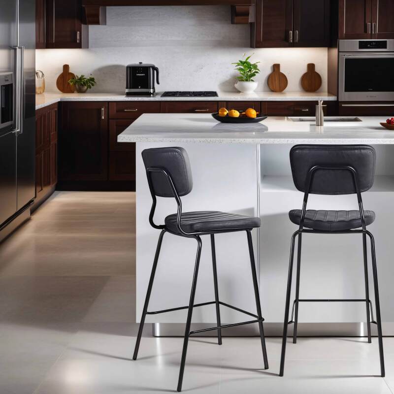 Lote de 2 sillas altas de tela recubierta y madera FSC®