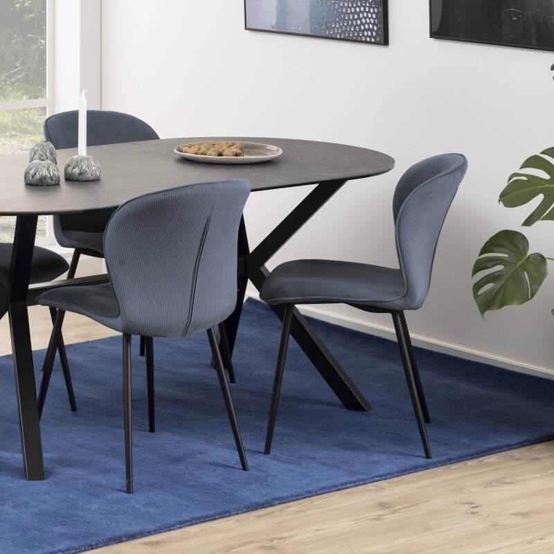 Lote de 2 sillas de terciopelo acanalado