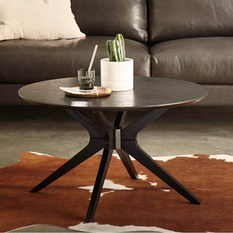 Mesa de centro de madera de roble redonda Ø80 cm estilo escandinavo - Lifestyle