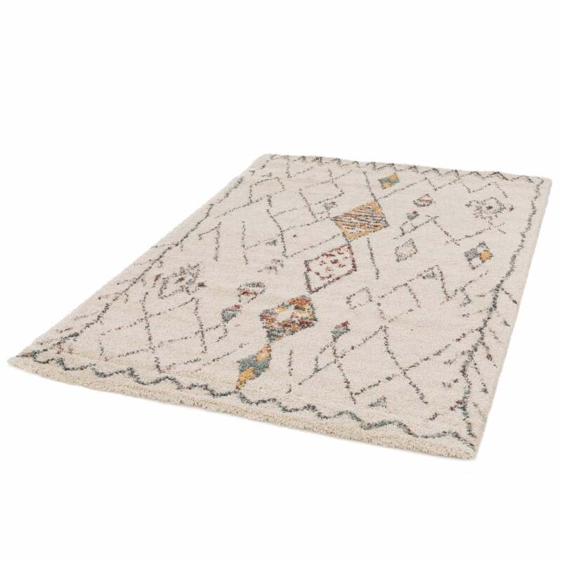 Alfombra rectangular de polipropileno con pelo largo y diseño étnico