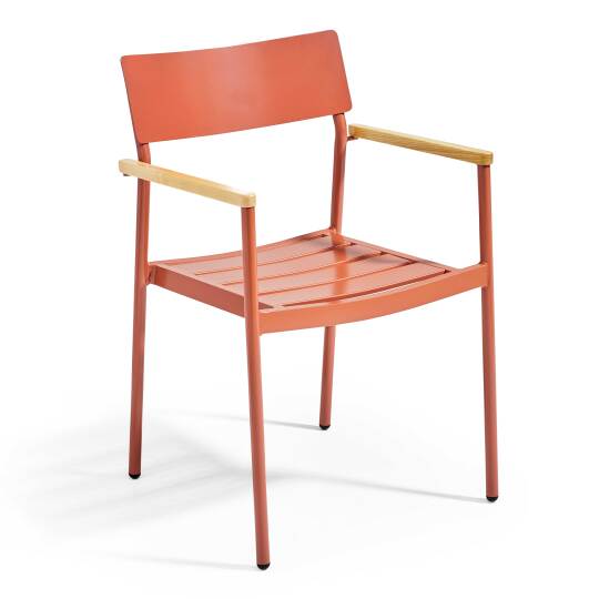 Silla de jardín de aluminio y madera FSC® con reposabrazos