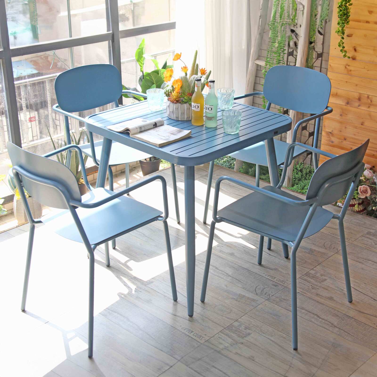 Silla de jardín de aluminio con reposabrazos