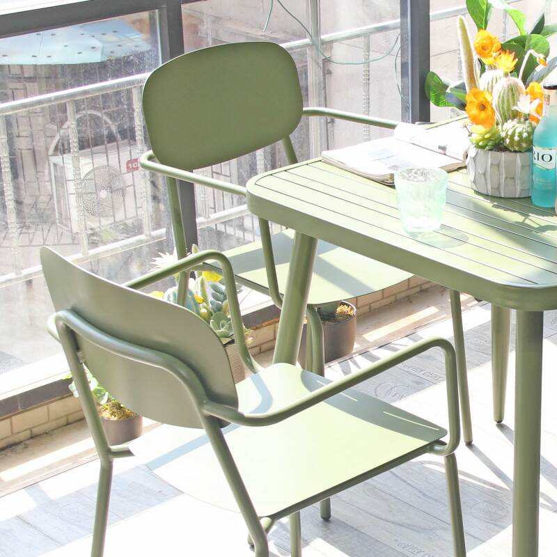 Mesa de jardín rectangular (150 x 75 x 75 cm) de aluminio (4/5)