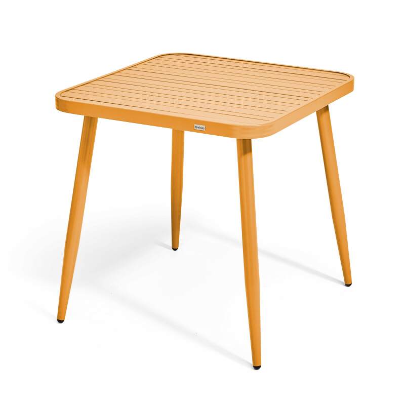 Mesa de jardín cuadrada de 75 x 75 cm y 2 sillas con reposabrazos de aluminio