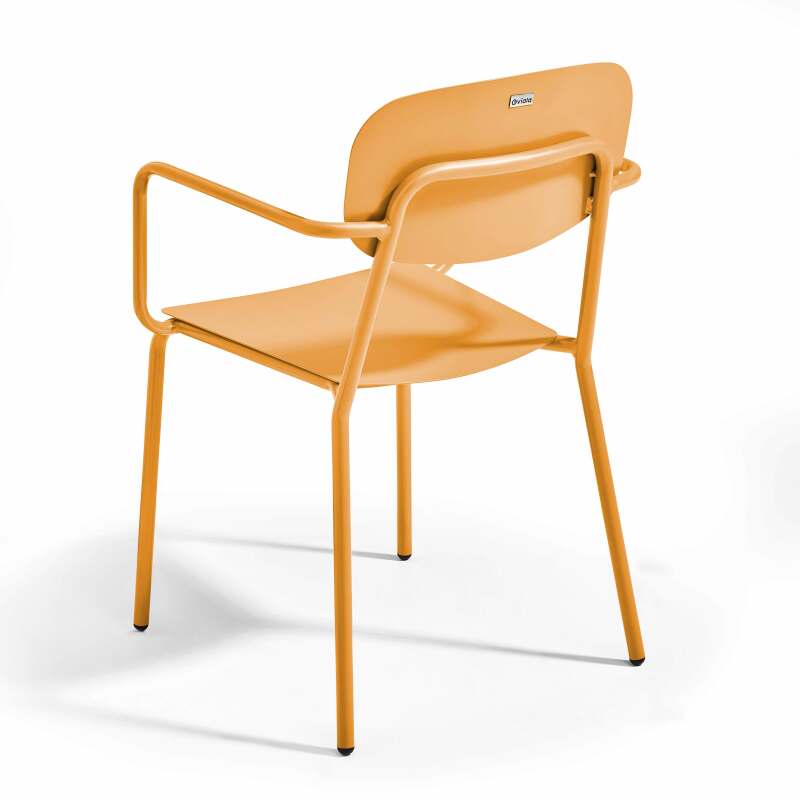 Mesa de jardín cuadrada de 75 x 75 cm y 2 sillas con reposabrazos de aluminio (4/7)