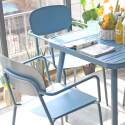 Mesa de jardín cuadrada de 75 x 75 cm y 2 sillas con reposabrazos de aluminio