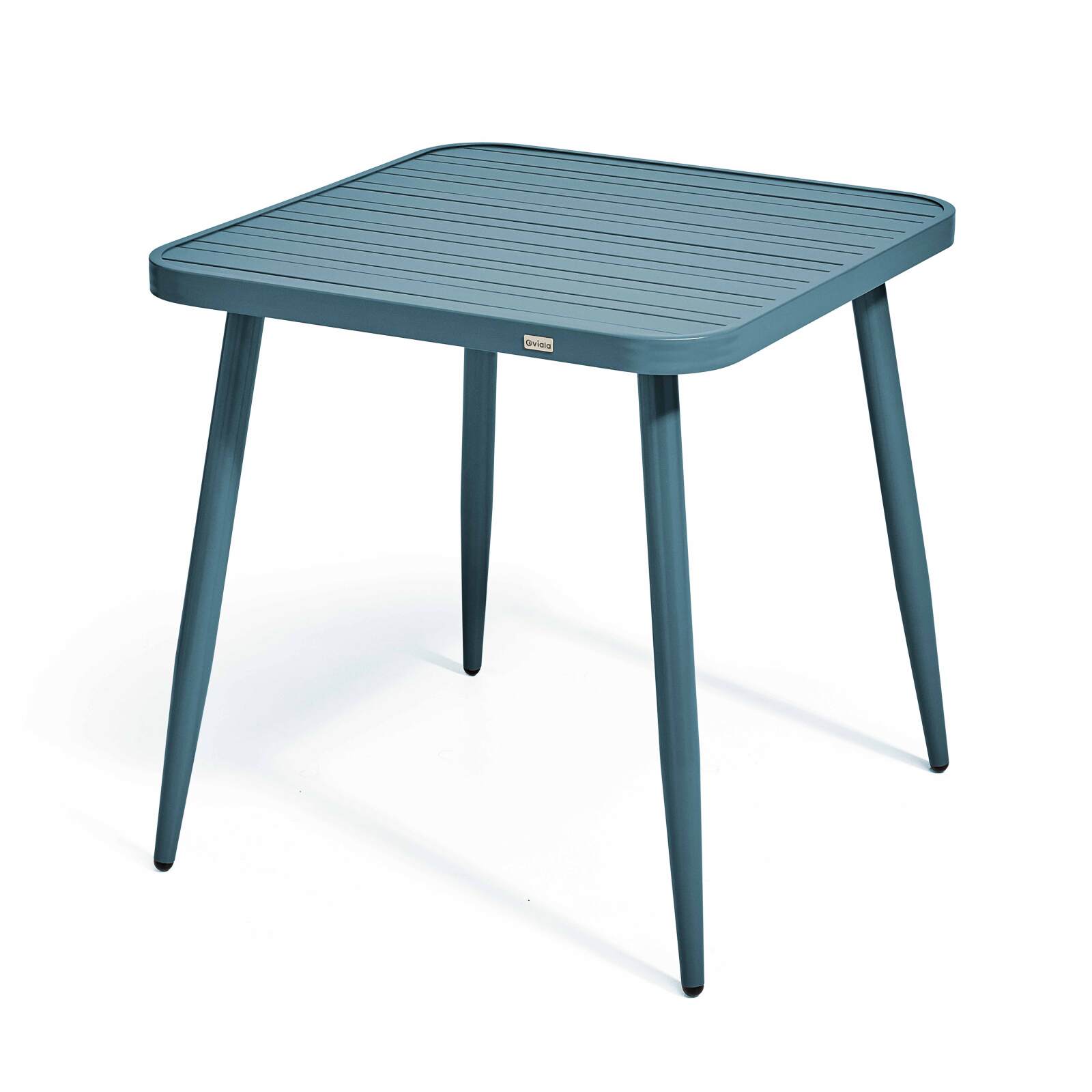 Mesa de jardín cuadrada de 75 x 75 cm y 2 sillas con reposabrazos de aluminio y madera