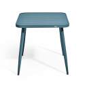 Mesa de jardín cuadrada de 75 x 75 cm y 2 sillas con reposabrazos de aluminio y madera
