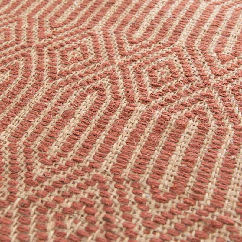 Alfombra rectangular con flecos de yute natural tejido a mano con pelo corto