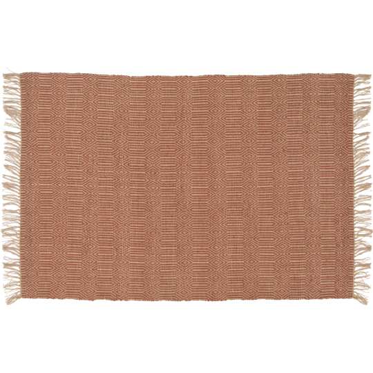 Alfombra rectangular con flecos de yute natural tejido a mano con pelo corto