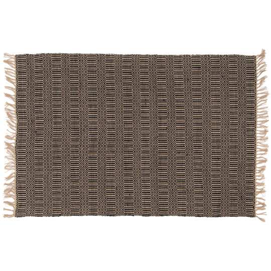 Alfombra rectangular con flecos de yute natural tejido a mano con pelo corto