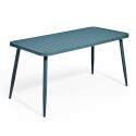 Mesa de jardín rectangular de 150 x 75 cm con 4 sillas con apoyabrazos de aluminio y madera
