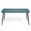 Mesa de jardín rectangular de 150 x 75 cm con 4 sillas con apoyabrazos de aluminio y madera