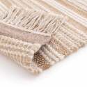Alfombra rectangular a rayas de lana y yute tejido plano con pelo corto