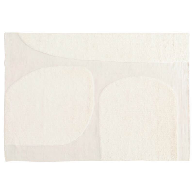 Alfombra rectangular de lana con diseño tejido a mano de pelo corto