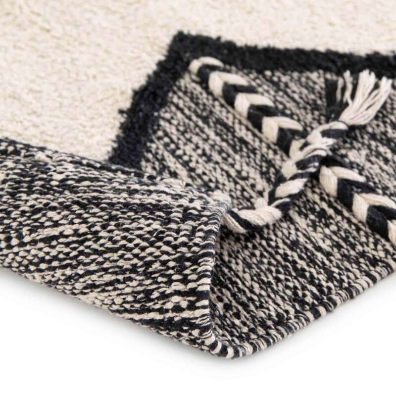 Alfombra bereber rectangular de algodón con flecos y pelo corto