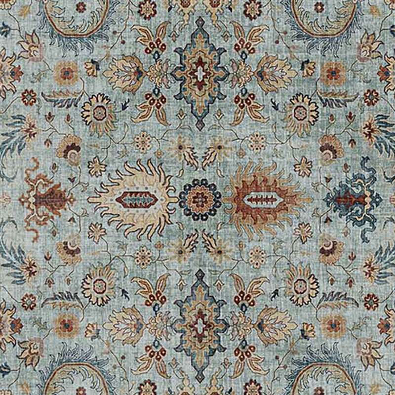 Alfombra rectangular de chenilla con diseño antiguo de pelo corto