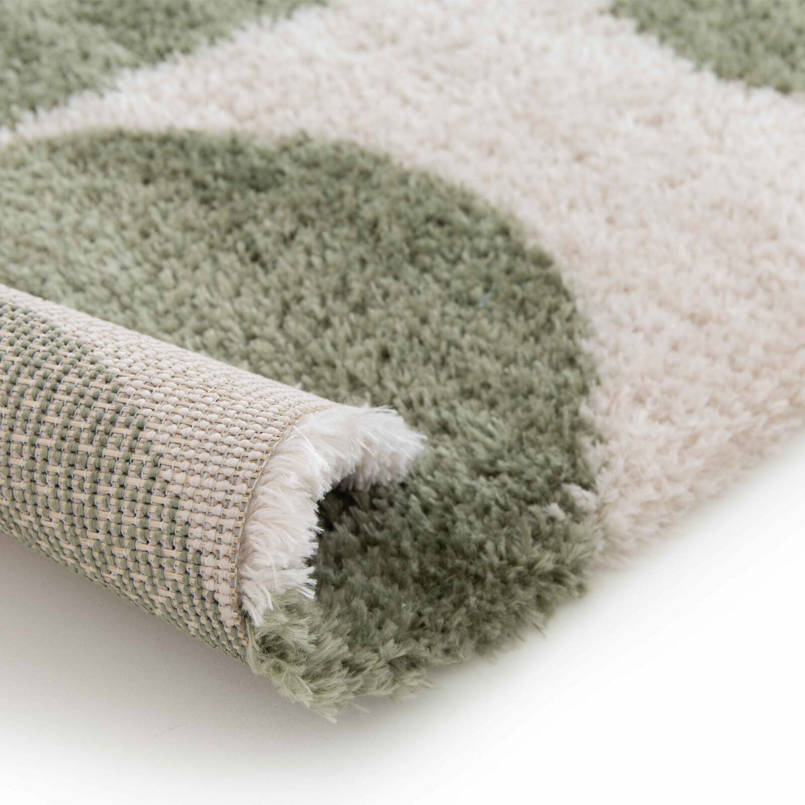 Alfombra rectangular con estampado de los años setenta y pelo largo hecho de poliéster reciclado