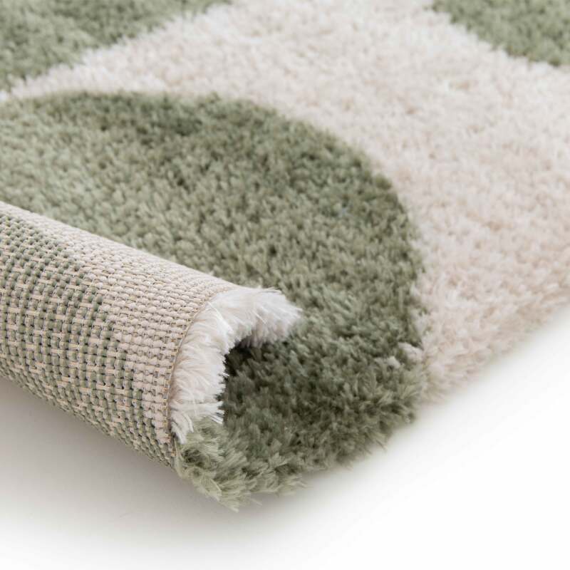 Alfombra rectangular con estampado de los años setenta y pelo largo hecho de poliéster reciclado (4/5)