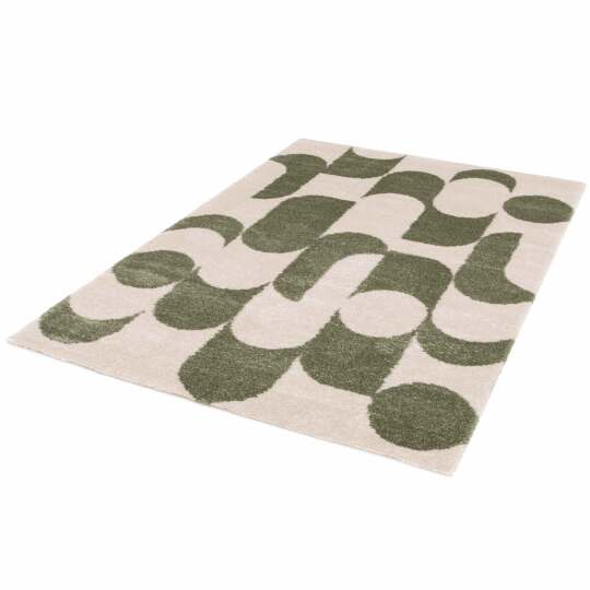 Alfombra estampado geométrico de pelo largo de material reciclado rectangular | Oviala