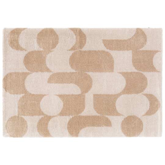 Alfombra rectangular con estampado de los años setenta y pelo largo hecho de poliéster reciclado