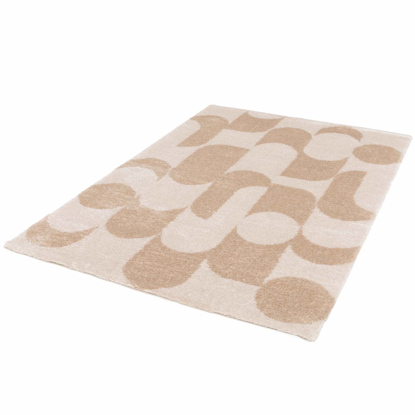 Alfombra rectangular con estampado de los años setenta y pelo largo hecho de poliéster reciclado