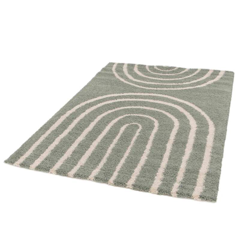 Alfombra rectangular con diseño de arcoíris y pelo largo