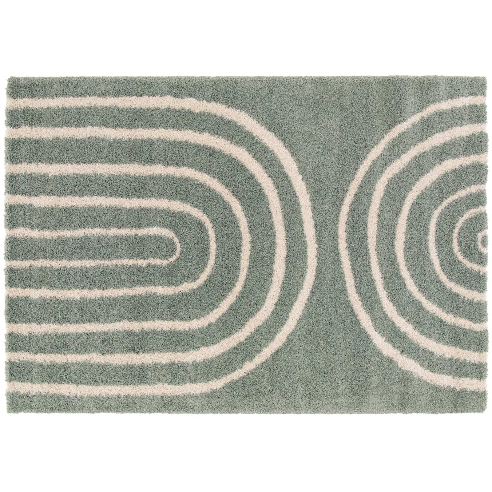 Alfombra rectangular con diseño de arcoíris y pelo largo