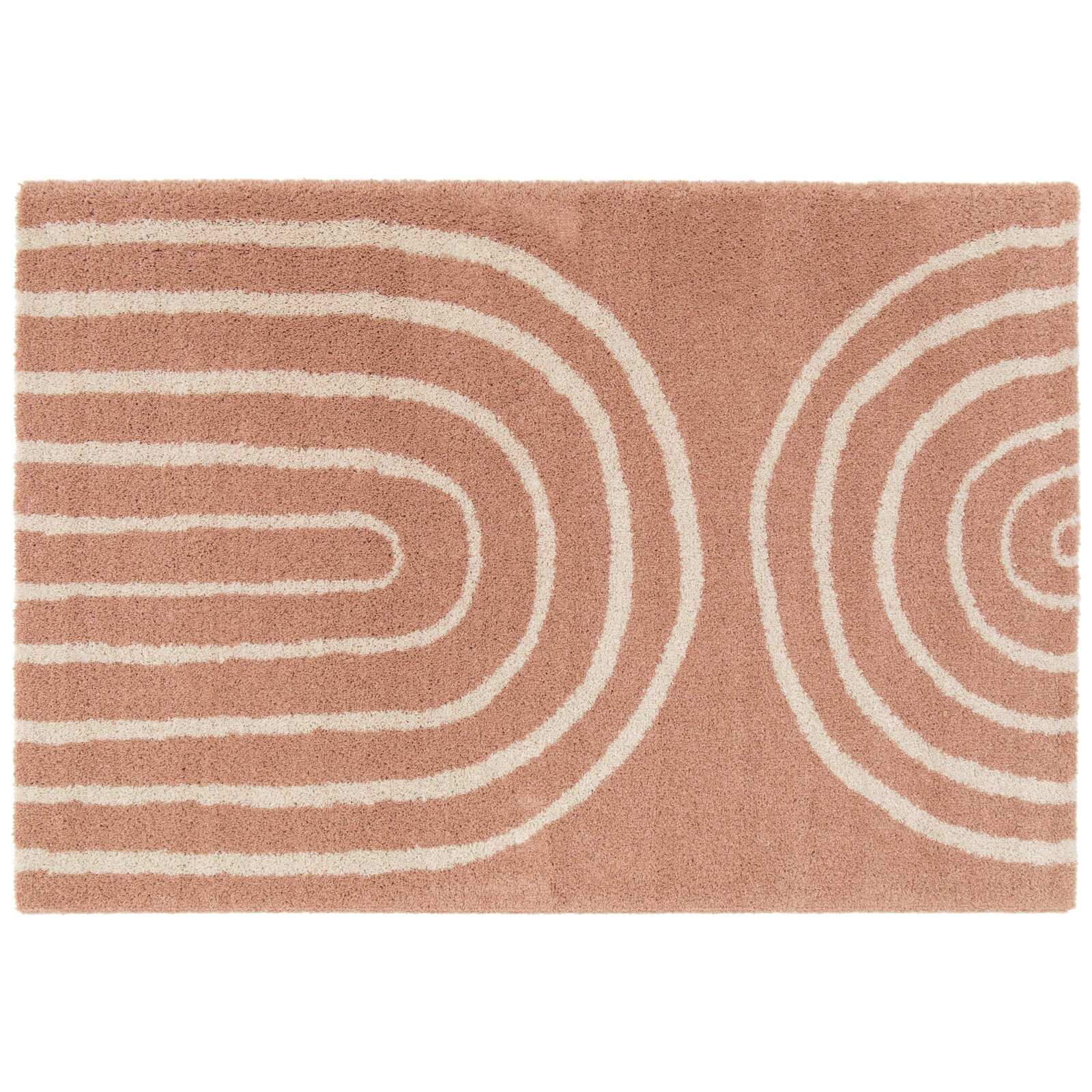Alfombra rectangular con diseño de arcoíris y pelo largo