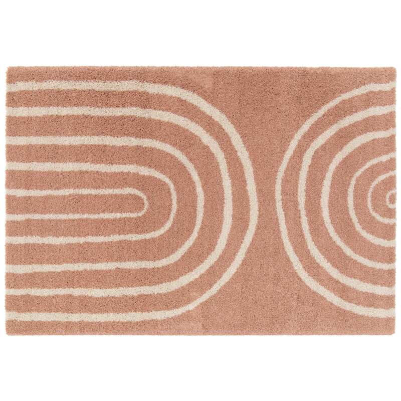 Alfombra rectangular con diseño de arcoíris y pelo largo