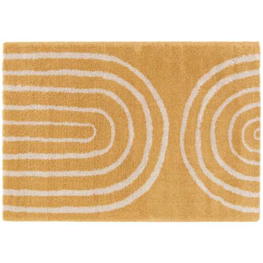Alfombra rectangular con diseño de arcoíris y pelo largo