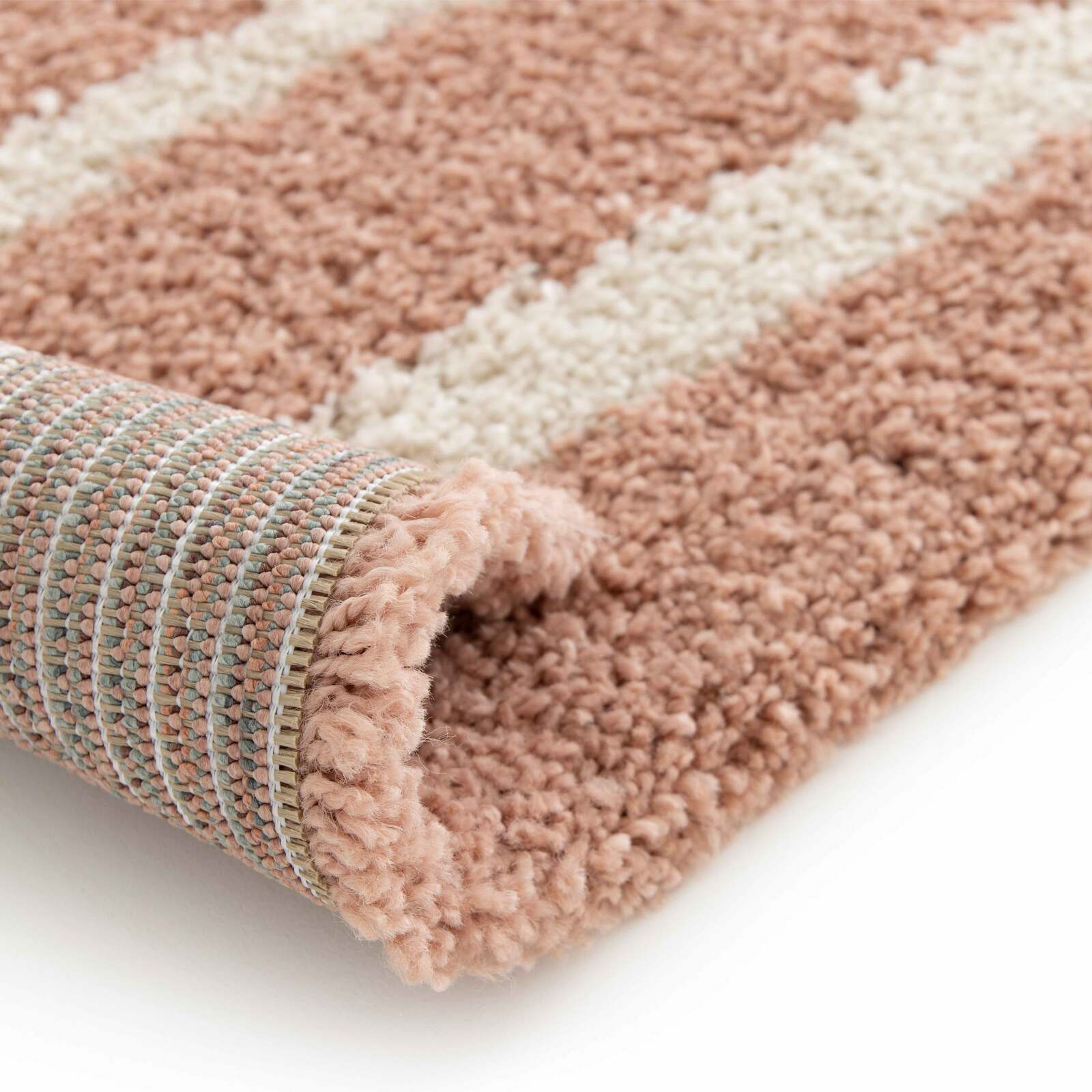 Alfombra rectangular con diseño de arcoíris y pelo largo