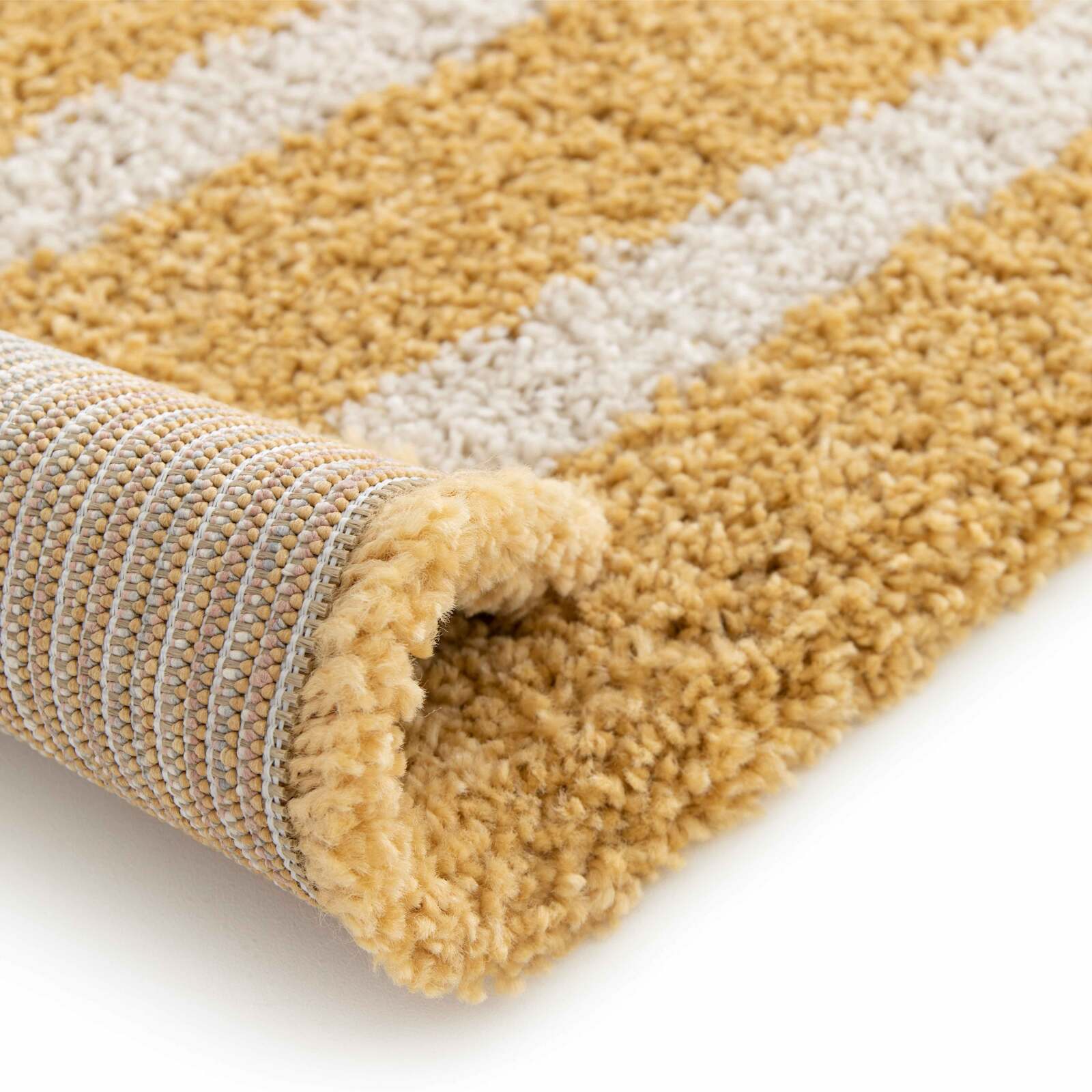 Alfombra rectangular con diseño de arcoíris y pelo largo