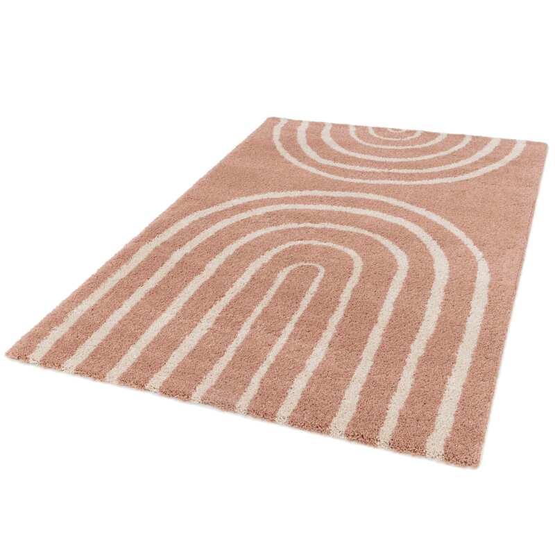 Alfombra rectangular con diseño de arcoíris y pelo largo