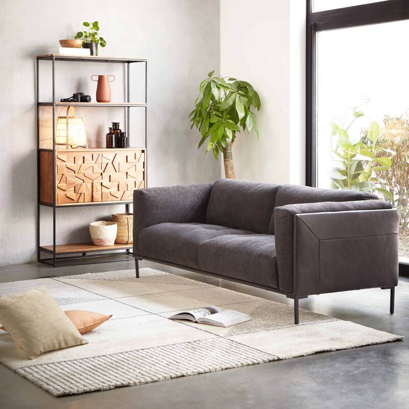 Alfombra rectangular con patrón lineal de pelo corto