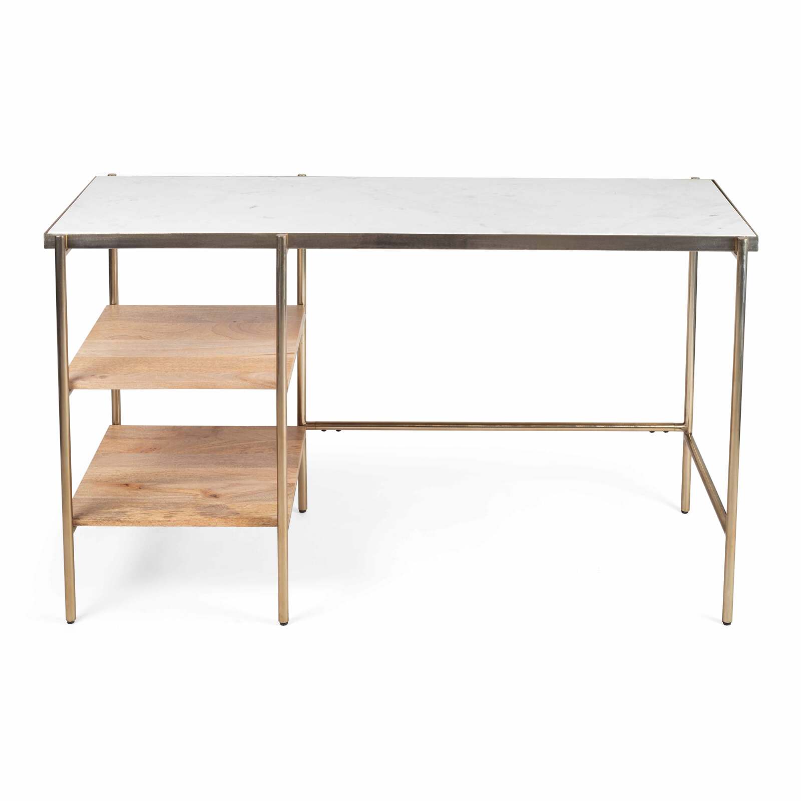 Escritorio con estantes de mármol y madera de mango