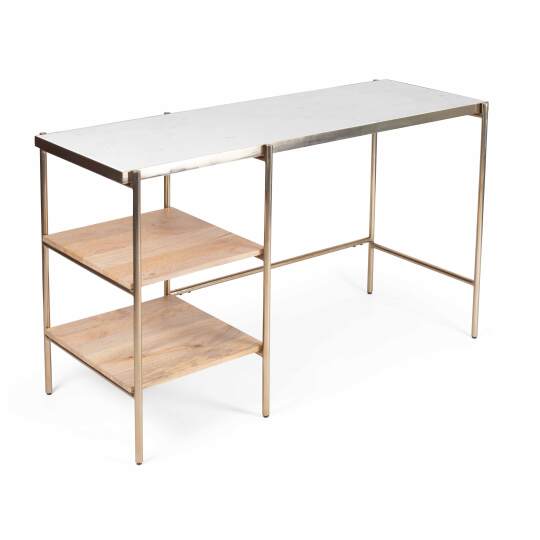 Escritorio con estantes de mármol y mango | Oviala