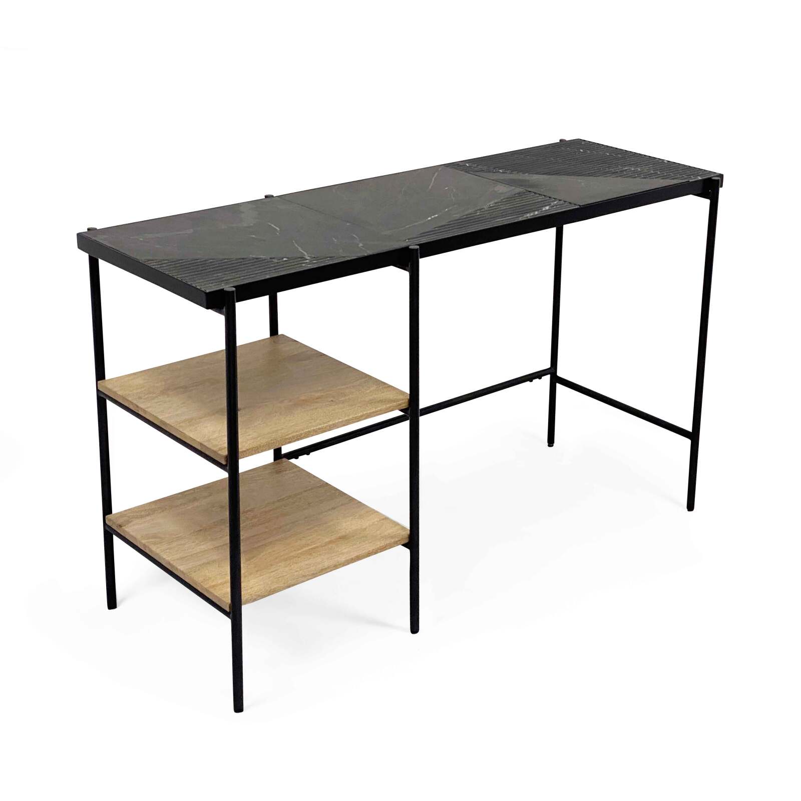 Escritorio con estantes de mármol y madera de mango