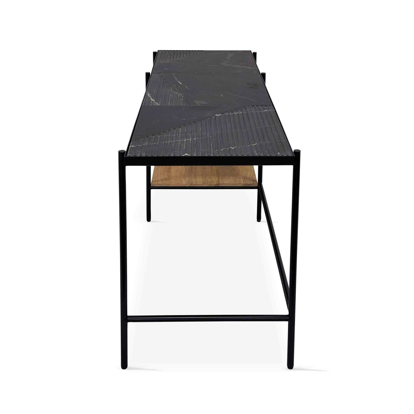 Escritorio con estantes de mármol y madera de mango