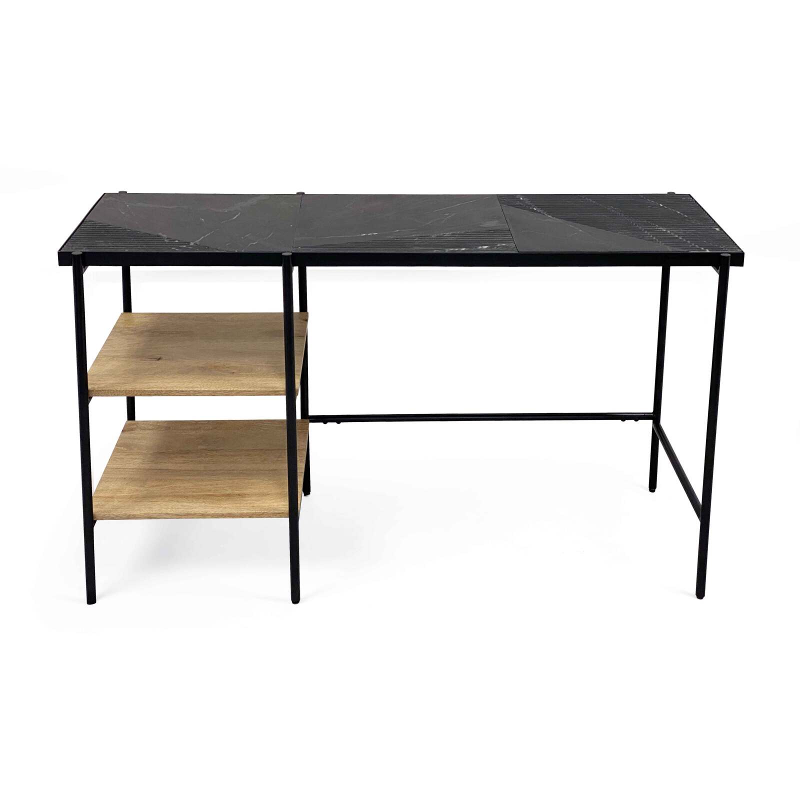 Escritorio con estantes de mármol y madera de mango