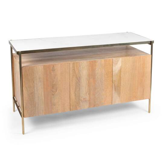 Buffet de 3 puertas de mármol y mango de 138 cm
