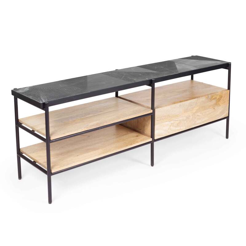 Mueble de TV de mármol y mango macizo de 150 cm