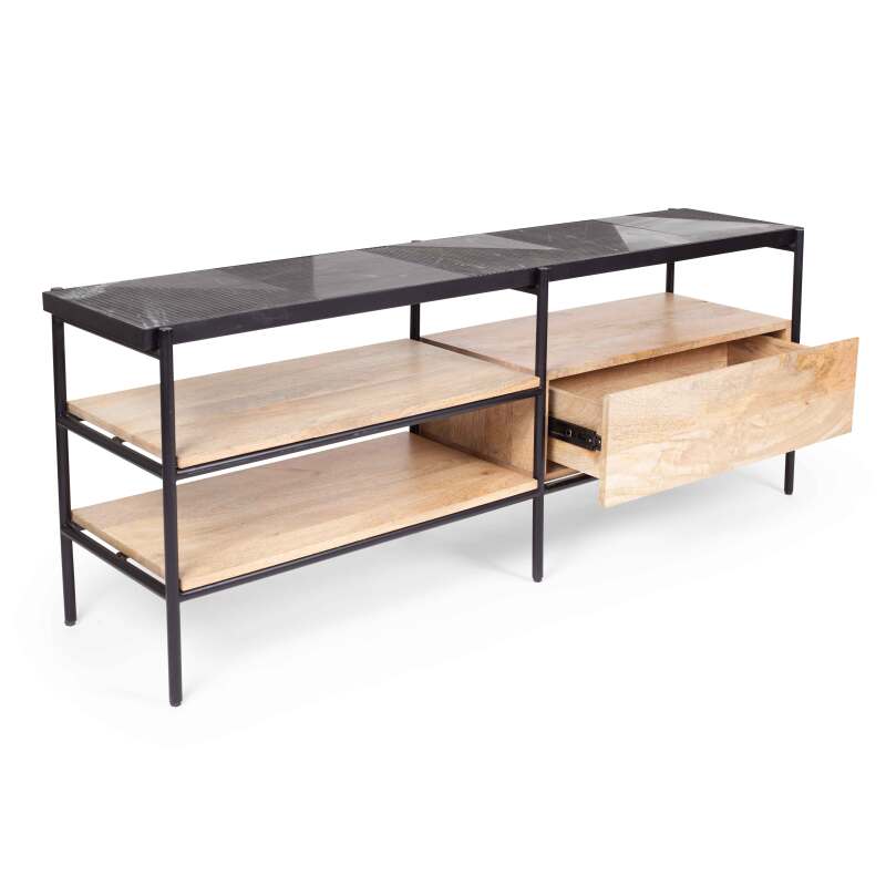 Mueble de TV de mármol y mango macizo de 150 cm