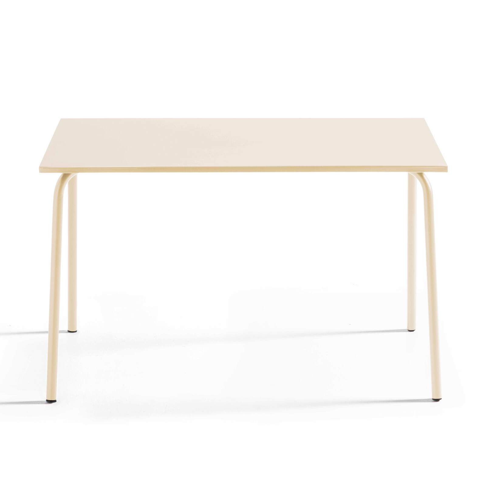 Mesa de jardín rectangular de 120 x 70 cm y 4 sillas de metal