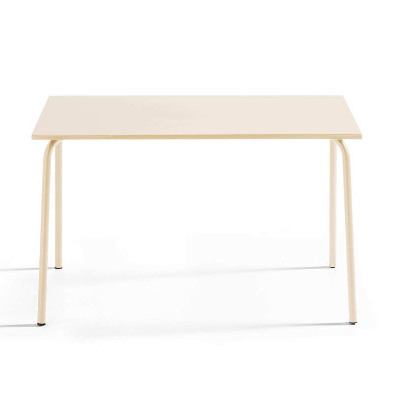 Mesa de jardín rectangular de 120 x 70 cm y 4 sillas de metal (3/7)