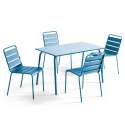 Mesa de jardín rectangular de 120 x 70 cm y 4 sillas de metal