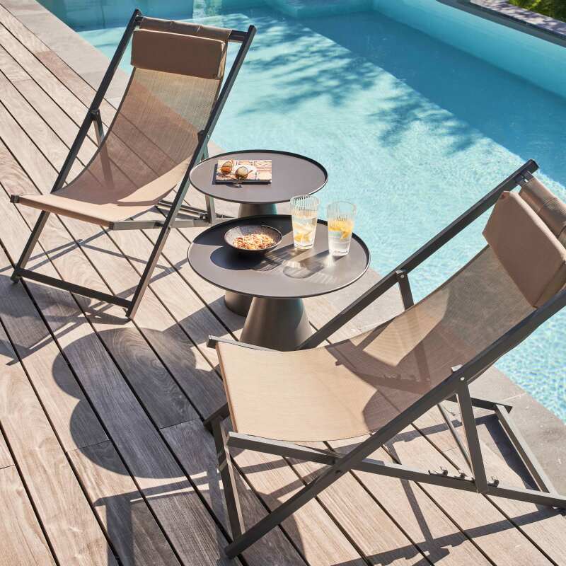 Lote de 2 mesas bajas redondas de jardín (4/7)