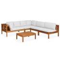 Sofá de jardín en forma de L de 5 plazas con mesa de madera de eucalipto FSC®